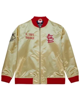 Shop MLB St. Louis Cardinals Gold OG 2.0 Satin Jacket For Men And Women On Sale - Trendy Leather Jackets