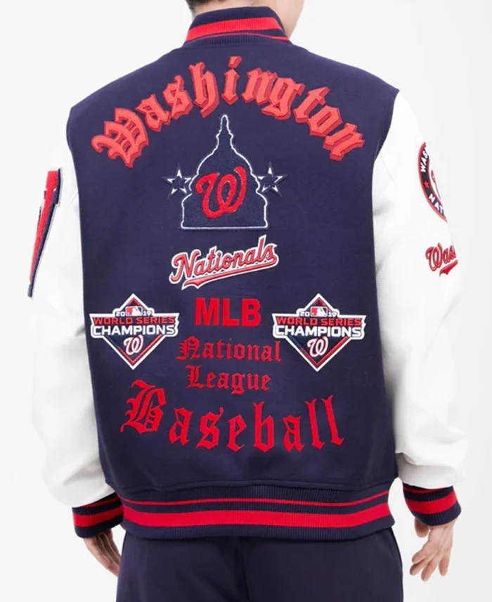 Shop Mlb Washington Nationals Old English Varsity Jacket For Men And Women On Sale - Trendy Leather Jackets