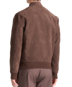 Shop Men's Suede Bomber Brown Jacket