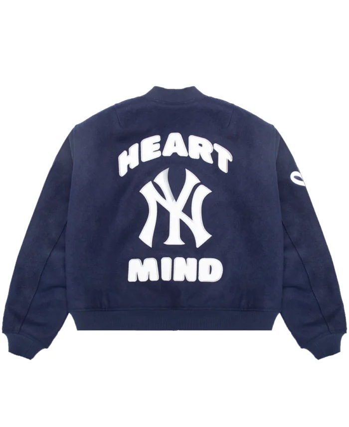 Shop Ny Yankees Heart &Amp; Mind Wool Bomber Jacket For Men And Women On Sale - Trendy Leather Jackets