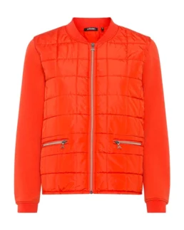 Shop Olsen Mixed Media Orange Jacket For Unisex On Sale - Trendy Leather Jackets