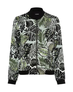 Shop Olsen Satin Multi-Leaf Bomber Jacket For Women On Sale - Trendy Leather Jackets