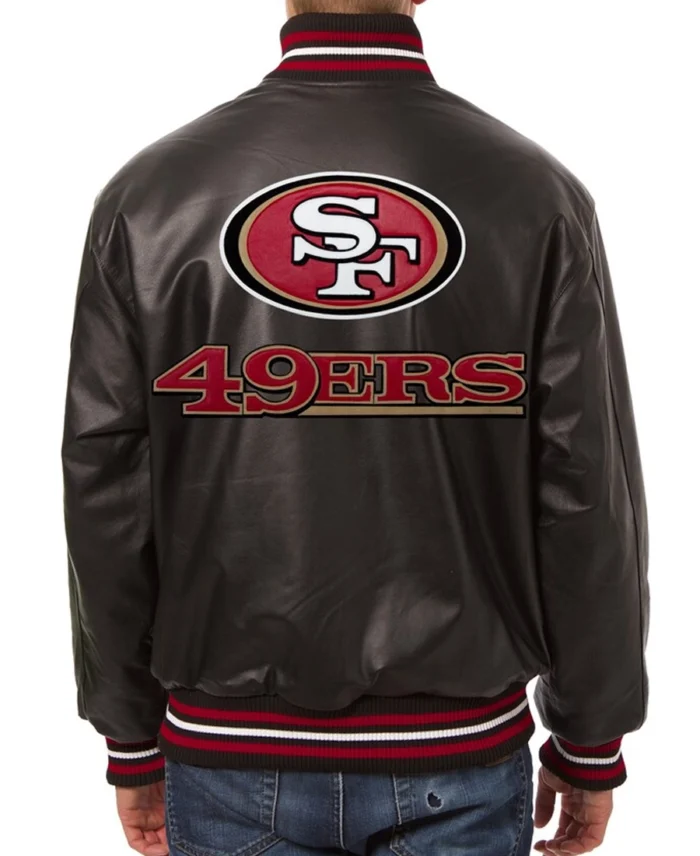 Shop San Francisco 49Ers Jh Design Leather Snap Jacket For Men And Women On Sale - Trendy Leather Jackets