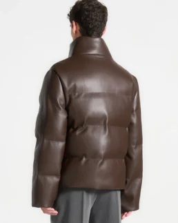 Shop Trendy Puffer Brown Leather Jacket For Men And Women On Sale - Trendy Leather Jackets