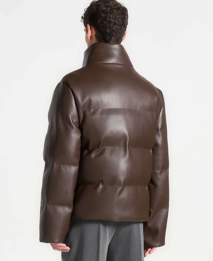 Shop Trendy Puffer Brown Leather Jacket For Men And Women On Sale - Trendy Leather Jackets