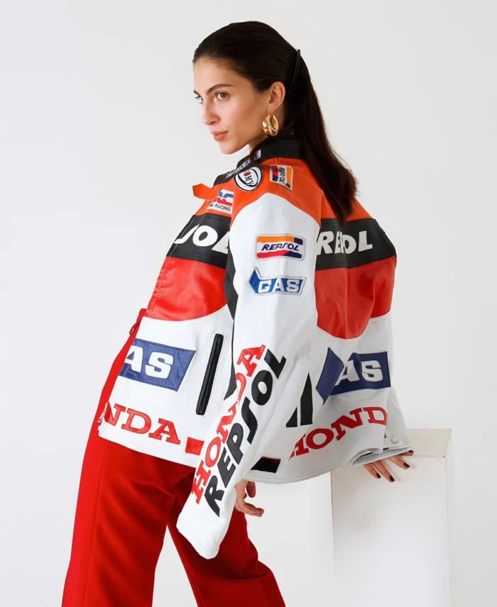 Shop Women'S 90'S Vintage Retro Racer Nascar Leather Jacket For Unisex On Sale - Trendy Leather Jackets