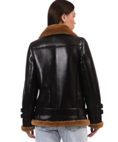 Shop Women's Black And Brown Leather Shearling Jacket