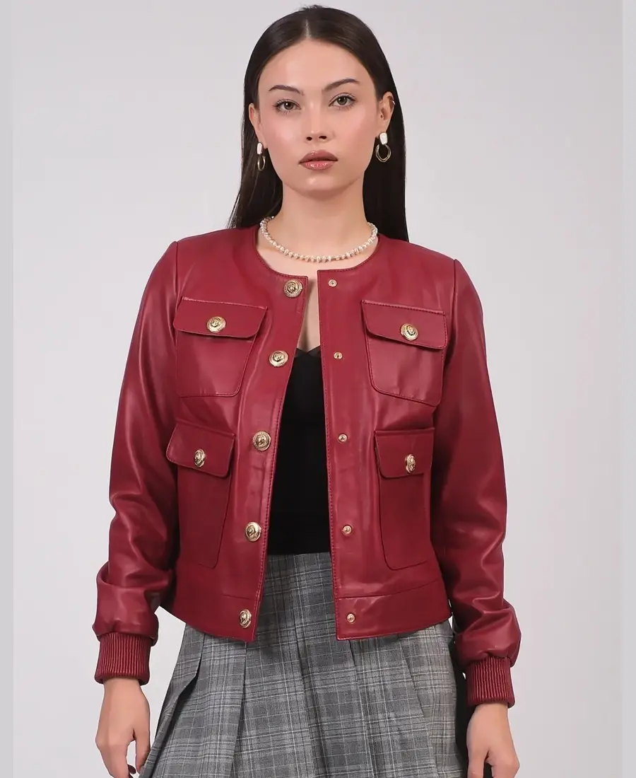 Sophisticated Red Leather Jacket
