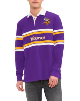 Tommy Hilfiger Purple Minnesota Vikings Cory Varsity Rugby T-Shirt - Trendy Leather Jackets