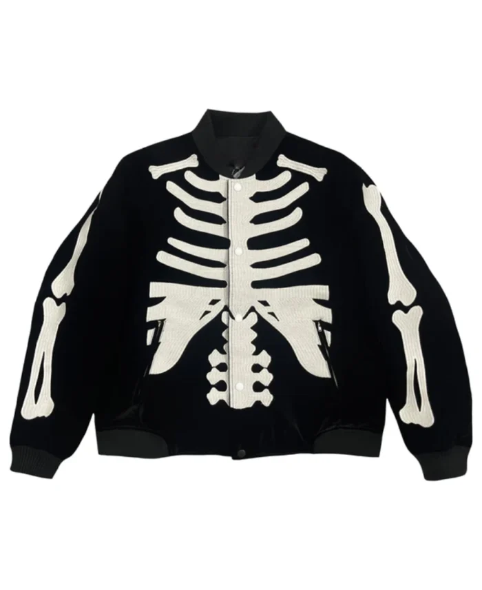 50Th Anniversary Vanson Skeleton Bomber Jacket Black Front Veiw