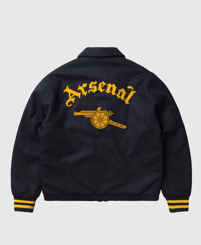 Arsenal X Aries 1886 Wool Bomber Jacket Back - Trendy Leather Jackets