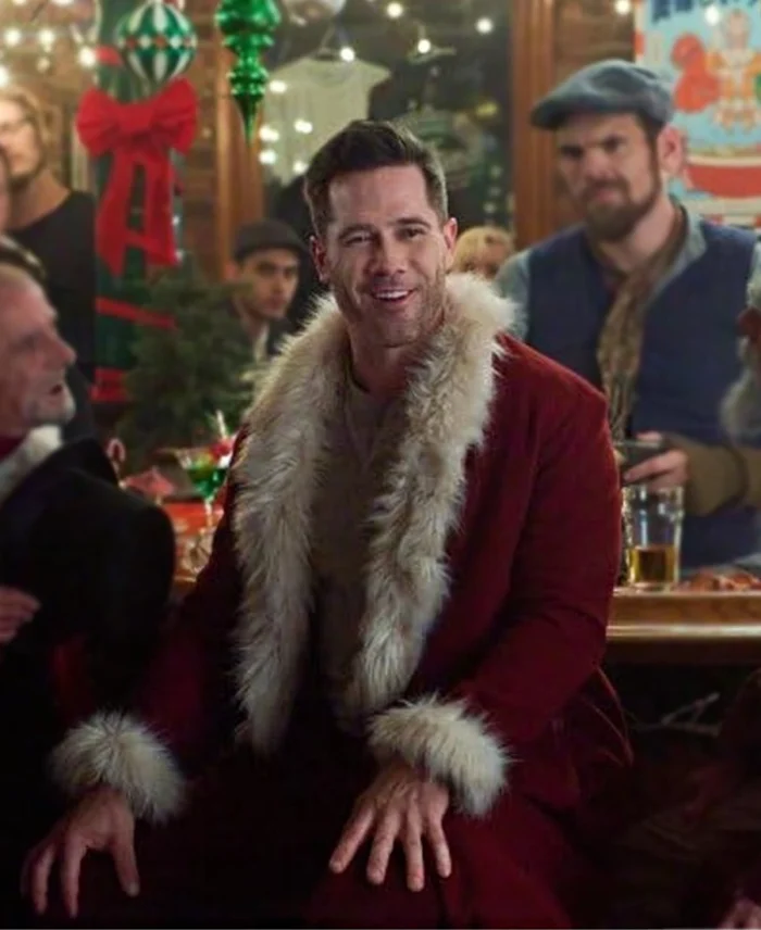 Catch Me If You Claus 2023 Luke Macfarlane Santa Coat Front - Trendy Leather Jackets