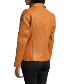 Cora Quilted Brown Leather Blazer Back View