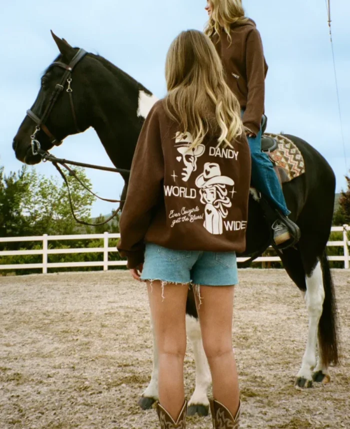 Dandy Cowgirl Brown Hoodie Back - Trendy Leather Jackets