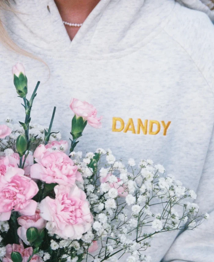 Dandy Gift Giving Flowers Hoodie Heather Grey Close Up - Trendy Leather Jackets