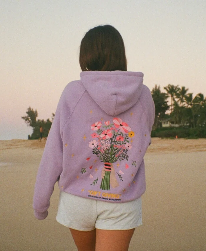 Dandy Gift Giving Flowers Hoodie Light Purple - Trendy Leather Jackets