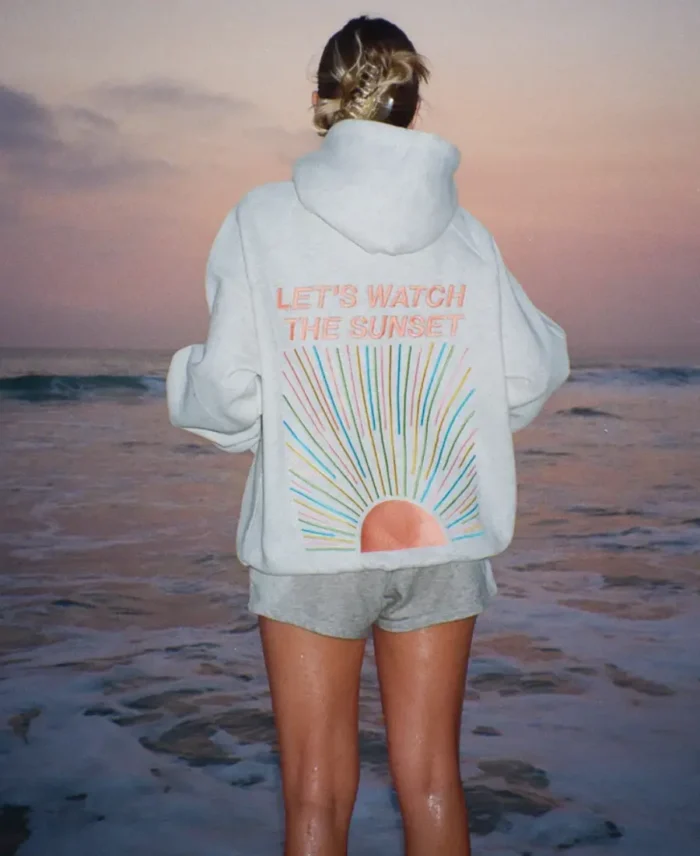 Dandy Let'S Watch The Sunset Hoodie Heather Grey Back Site - Trendy Leather Jackets