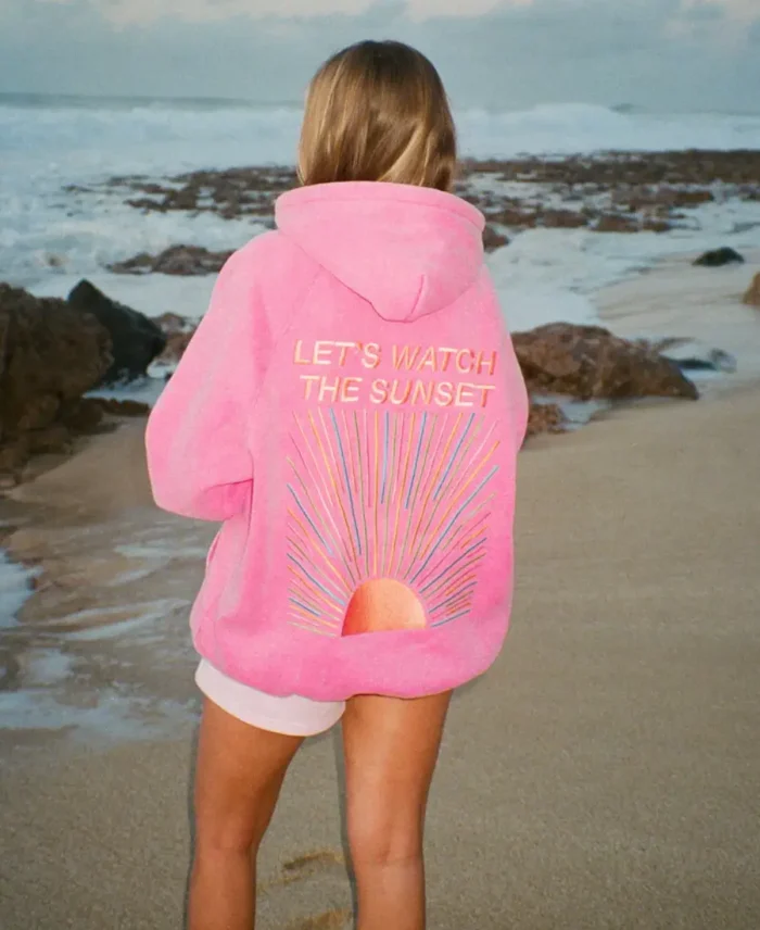 Dandy Let'S Watch The Sunset Hoodie Pink Back - Trendy Leather Jackets