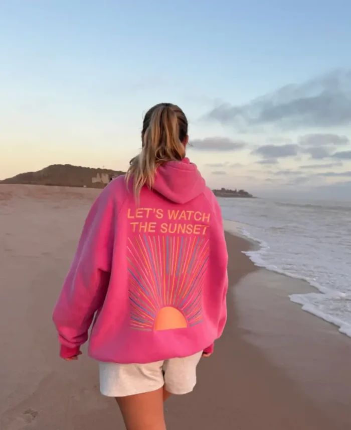 Dandy Let'S Watch The Sunset Hoodie Pink Back Side - Trendy Leather Jackets