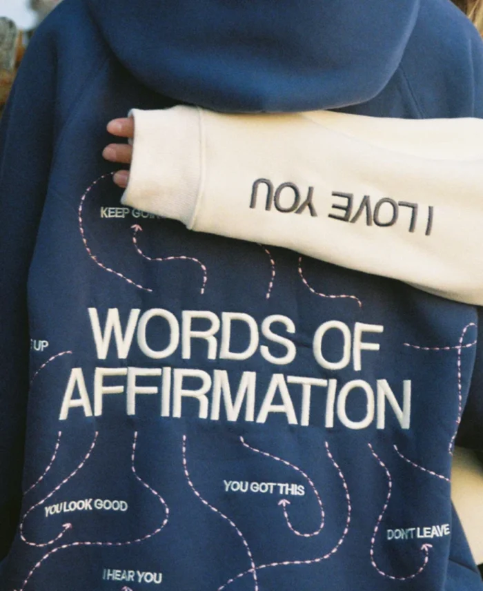 Dandy Words Of Affirmation Hoodie Blue Back - Trendy Leather Jackets