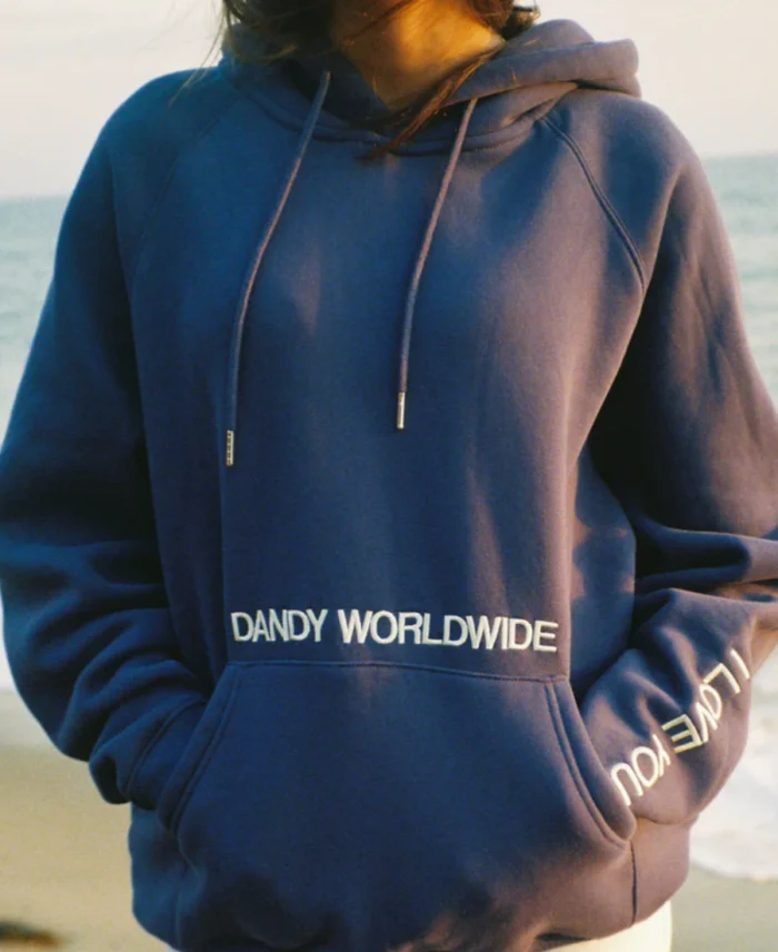 Dandy Words Of Affirmation Hoodie Blue Front - Trendy Leather Jackets