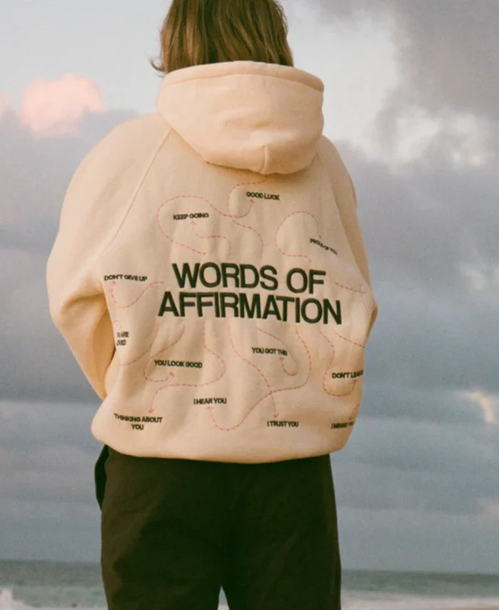 Dandy Words Of Affirmation Hoodie Cream Back - Trendy Leather Jackets