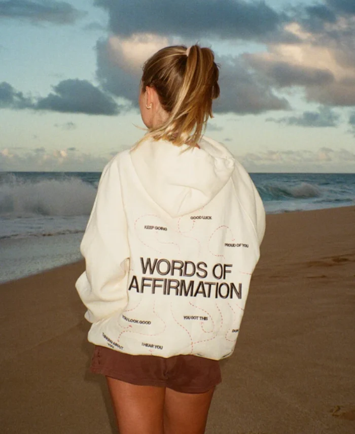 Dandy Words Of Affirmation Hoodie Cream Back Side - Trendy Leather Jackets