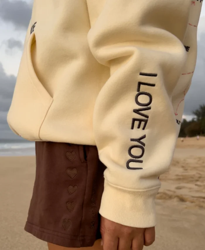 Dandy Words Of Affirmation Hoodie Cream Slevees - Trendy Leather Jackets