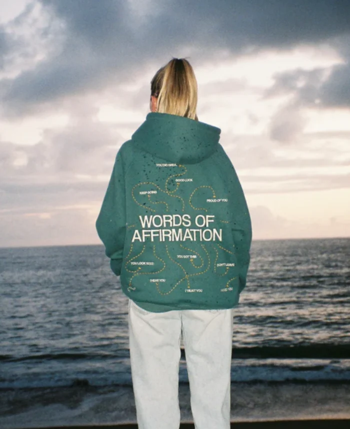 Dandy Words Of Affirmation Hoodie Green Back Side - Trendy Leather Jackets