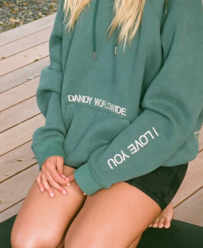 Dandy Words Of Affirmation Hoodie Green Front - Trendy Leather Jackets