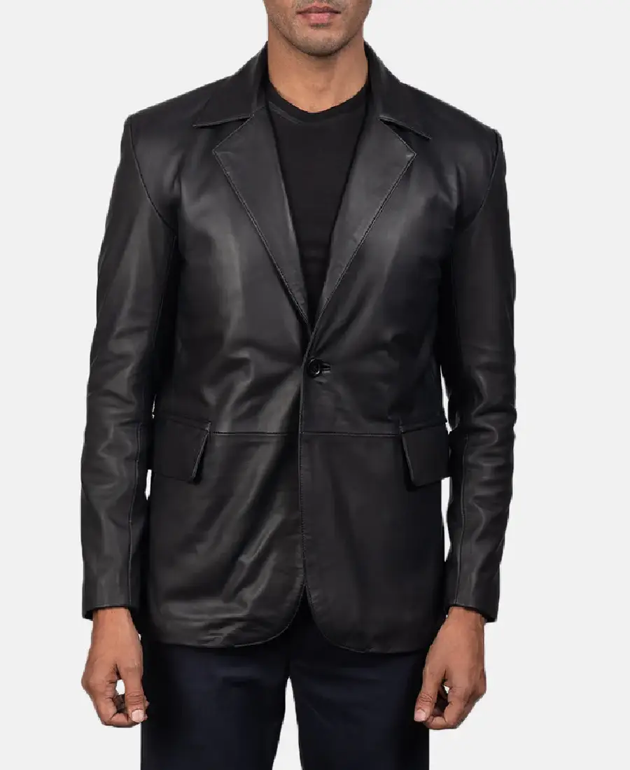 Daron Black Leather Blazer