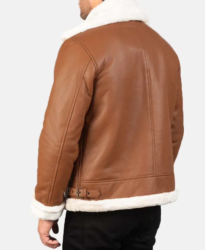 Francis B-3 Brown Leather Bomber Jacket Back Site Veiw