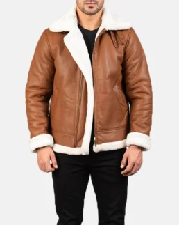 Francis B-3 Brown Leather Bomber Jacket Front Veiw