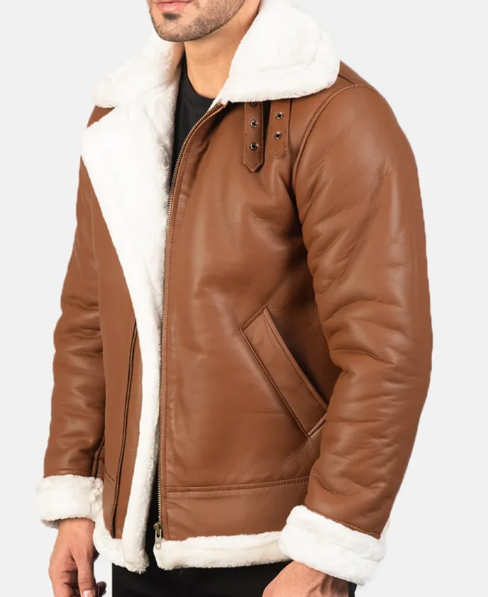 Francis B-3 Brown Leather Bomber Jacket Site Veiw