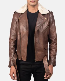 Furton Brown Leather Biker Jacket - Trendy Leather Jackets