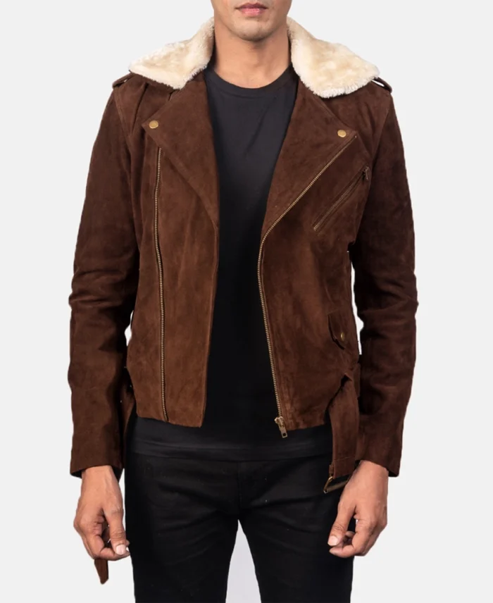 Furton Mocha Suede Biker Jacket - Trendy Leather Jackets