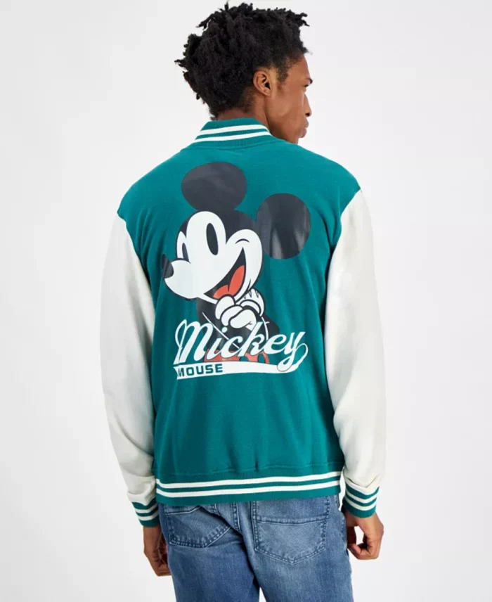 Hybrid Mickey Mouse Varsity Jacket Back - Trendy Leather Jackets