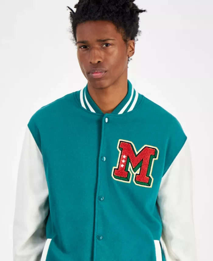 Hybrid Mickey Mouse Varsity Jacket Front - Trendy Leather Jackets