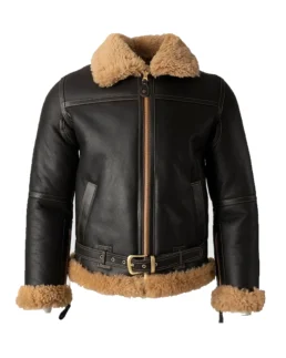 Lewis Battle SF Bomber Shearling Fur Jacket - Trendy Leather Jackets