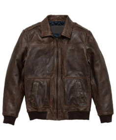 Men's A2 Aviator Cockpit Brown Bomber Leather Jacket Close Up - Trendy Leather Jackets