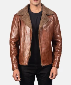 Men's Alberto Shearling Leather Jacket Brown - Trendy Leather Jackets