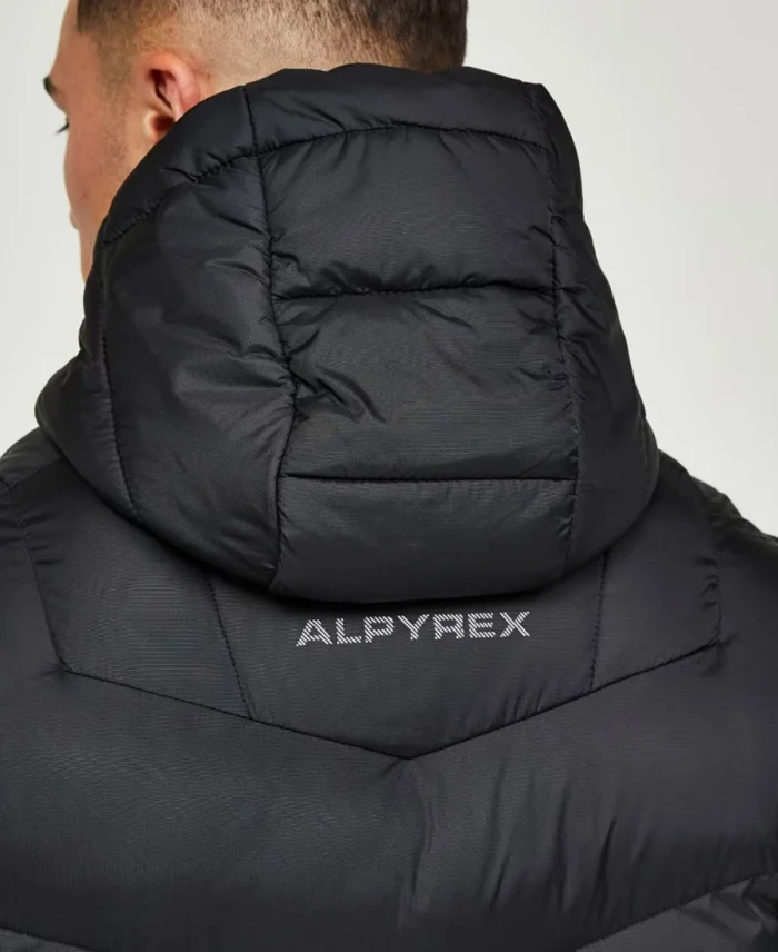 Men'S Alpyrex 1.0 Puffer Jacket Black Back Half View - Trendy Leather Jackets