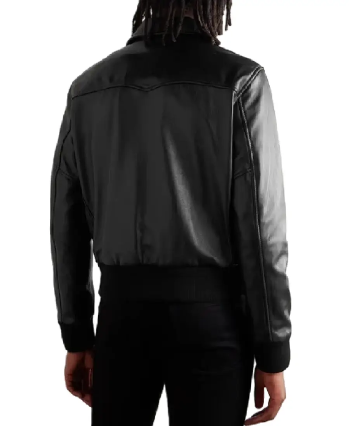 Men's Blouson Black Leather Jacket Back