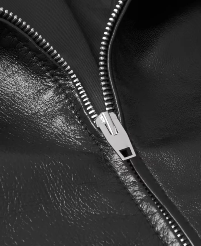 Men's Blouson Black Leather Jacket Closure