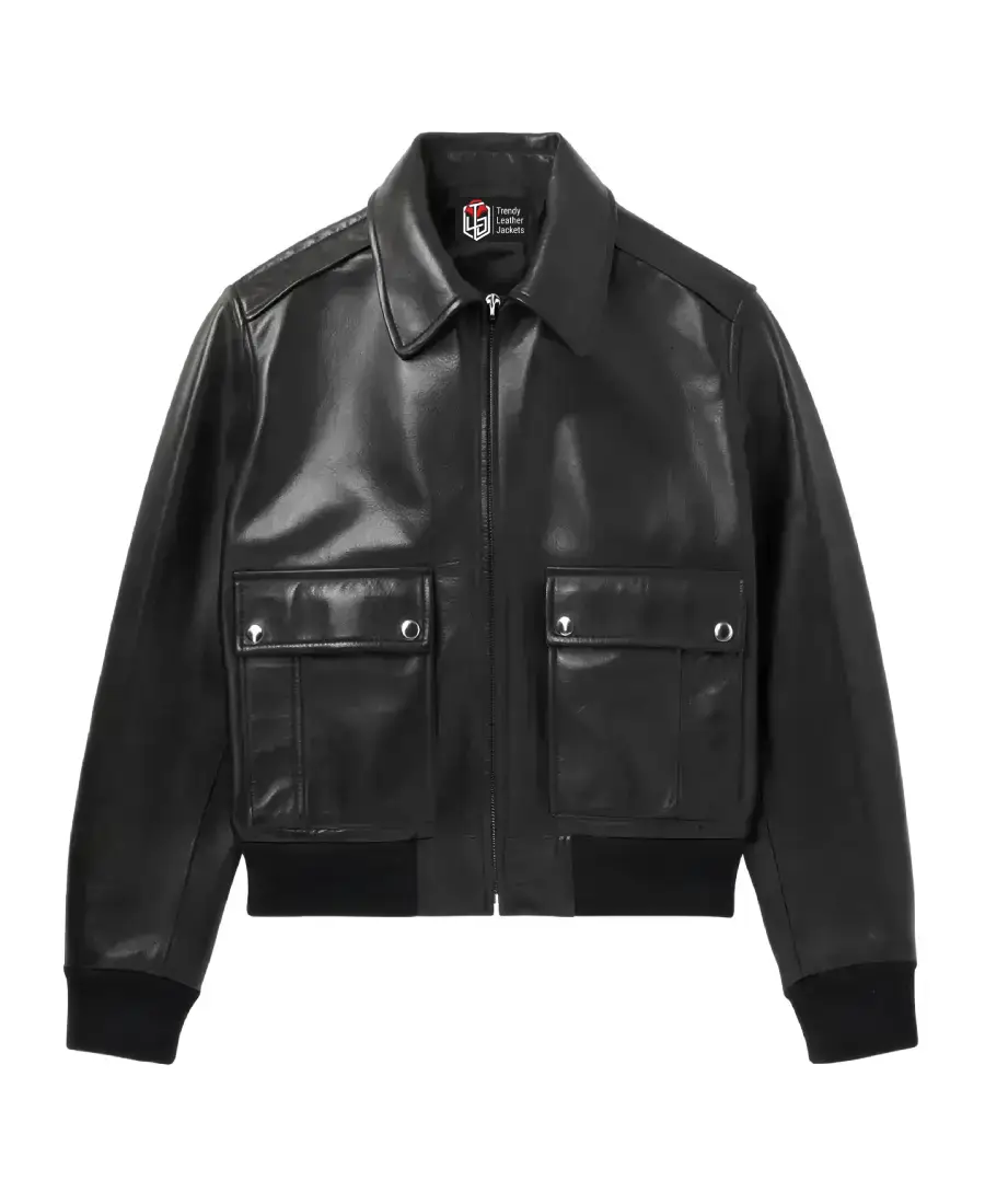 Men'S Blouson Black Leather Jacket