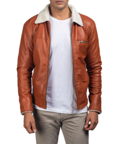 Men's Burnt Orange Leather Jacket