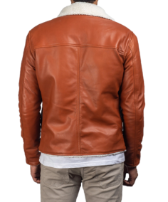 Men's Burnt Orange Leather Jacket Back