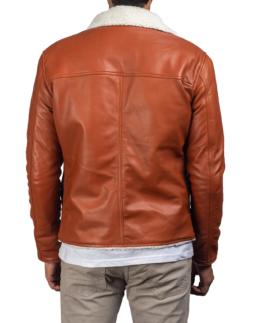 Men's Burnt Orange Leather Jacket Back