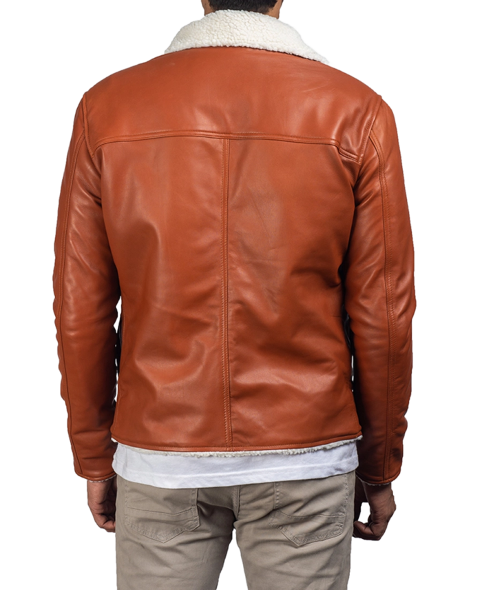 Men's Burnt Orange Leather Jacket Back
