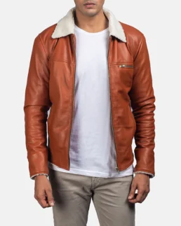 Men's Dan Frost Tan Shearling Jacket - Trendy Leather Jackets